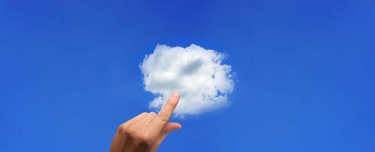 Xero business information system finger touching cloud image