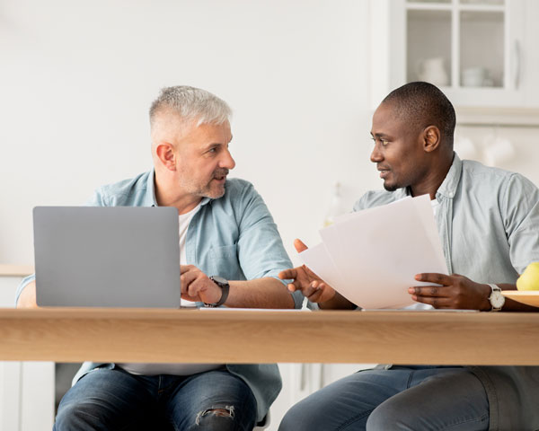 Two managers having a meeting